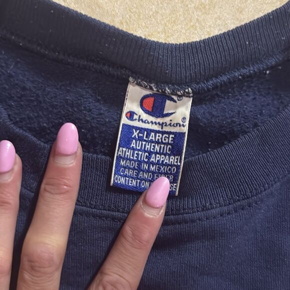 Champion Navy Blue Cal State Fullerton Crewneck Sweater - Size Mens XL Vintage - Picture 4 of 4